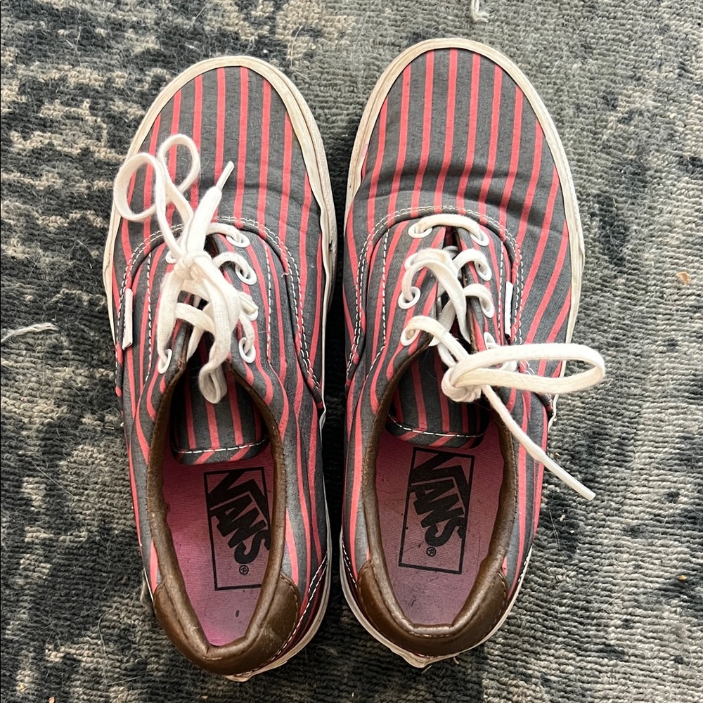 Vans  Red and Black Striped Sneakers